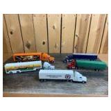 Various Scale Ertl/Norscot/Spec Cast (5)-tandem axle tractors w/trailers