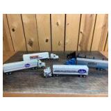 1/64 Scale Ertl/Spec Cast (5)-tandem axle tractors w/tandem axle trailers