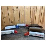 1/64 Scale Ertl/Spec Cast (5)-tandem axle tractors w/tandem axle box trailers
