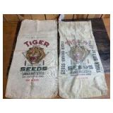 (2)-Tiger Brand Seeds 1 bu. clover cloth seed sacks