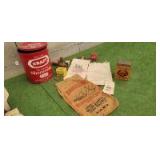 Collectible tin and sack lot