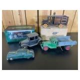 Cast Iron Truck, Cast Iron Car, Wood Truck, Duesenburg, Wind Up Car and Plaque