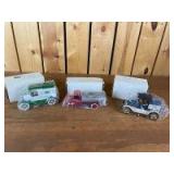(3) 1/25 Scale Ertl Ford Mack 1913 Model T Van, 1918 Model T "Runabout", & 1926 Bulldog Banks