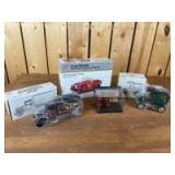 (4) Various Scale Ertl/Scale Models Ford Hawkeye 1905 Delivery Car, 1931 Van, 1929 Model A, & Pumper Wagon