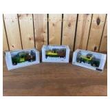 (3) 1/25 Scale Liberty Classics Spec Cast Chevy Ford Willys John Deere Stake Beds & Pickup
