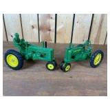 1/16 Scale Ertl John Deere (2)-Model A tractors on rubber