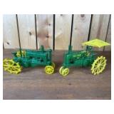 1/16 Scale Customized Ertl/Taiwan John Deere (2)-narrow front tractors on steel