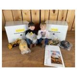 Various Scale Danbury Mint John Deere Mike & Jake Porcelain Dolls