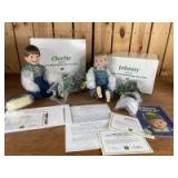 Various Scale Danbury Mint John Deere Charlie & Johnny Porcelain Dolls