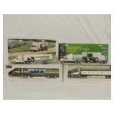 1/64th Ertl/Spec Cast John Deere (4)-tandem axle tractors w/trailers