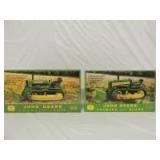 1/16th Ertl John Deere (2)-Plow City Farm Toy Show crawlers w/3-pt., front blade, and die-cast tracks