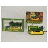 1/16th Ertl John Deere (2)-Plow City Farm Toy Show crawlers w/die-cast tracks