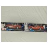 1/18th Maisto  Chevrolet (2)-Special Edition Corvette cars w/plastic display bases