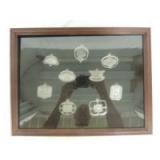 John Deere set of (9)-pewter 2001 Christmas ornaments in hanging display case