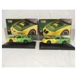1/18th Ertl John Deere (2)-Limited Edition stock cars w/plastic display cases