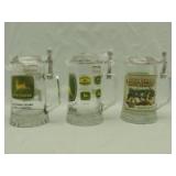 John Deere (3)-glass/pewter steins