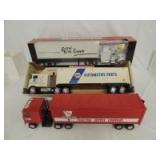 Various Scales Ertl/Nylint/New Ray (3)-tandem axle tractors w/tandem axle box trailers