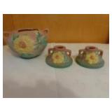 Roseville Bowl & Candle Sticks