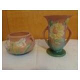 Roseville Vase & Small Jardiniere