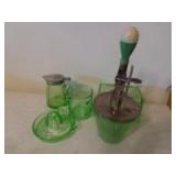 Green Depression Glass Kitchen Items