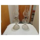 2 Glass base kerosene lamps