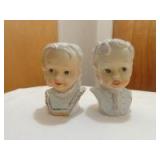 Boy and girl head vase 6"