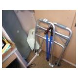 Walker, 2-canes, and ironing board