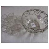 Knobby Bullseye punch bowl and (11)-cups