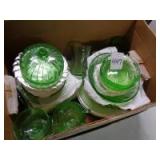 Large lot of Green Depression era glassware