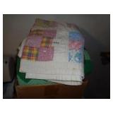 Hand stitched quilt and linens