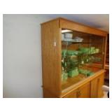 (2)-pc. Wooden cabinet w/sliding glass doors on top
