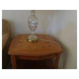 Oak end table and table lamp