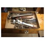 Large lot of pipe and crescent wrenches