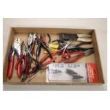 Pliers, wire strippers, snap ring pliers