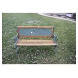 cast iron & wood bench w/pads