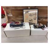 (3) Ford Cars + Framed Advertisement