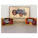 (3) Fordson Tractors + Sign