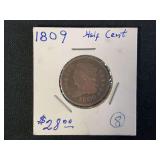 1809 United States Classic Head Half Cent Coin