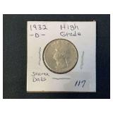 1932-D Washington Quarter Dollar Key Date