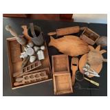 Assorted Wooden Kitchen Utensils and Accessories
