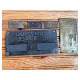 (5) Bucyrus-Eric, Cletrac, Tractor Data Plates