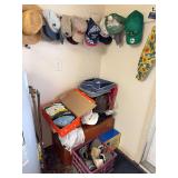 Assorted Headwear Collection and shoe cabinet