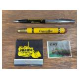 (4) Caterpillar Pencils, Matchbook, Patch