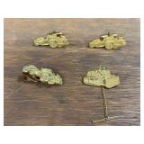 (3) Caterpillar Cuff Links, Tie Clip, + Tie Pin