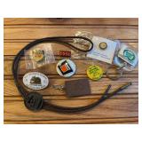 (9) Pins, Bolo Tie, Keychains