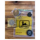 (5) John Deere Coins, Fob, Bag