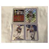 (4) Indianapolis Colts Football Cards: 2005 Upper Deck MVP Predictor Peyton Manning, 2023 Panini Prestige Sam Ehlinger, 2009 SP Authentic Peyton Manning, 2008 SP Authentic Peyton Manning