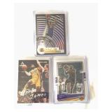 (3) LeBron James Basketball Card Lot: 2020-21 Panini Donruss Optic T-Minus #9, 2019-20 Panini Chronicles Luminance #162, and 2020-21 Panini Donruss Optic #13