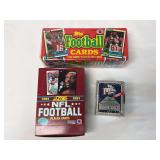 (3) 1990 Topps Football Complete Set, 1991 Score Football Series 1 Wax Box, and 1991 Upper Deck Football High Number Series Box