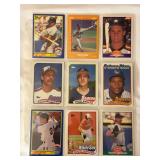 (9) 1988-1990 Topps and Score Baseball Card Collection Including Randy Johnson, John Smoltz, Tom Glavine, Craig Biggio, Gary Sheffield, and Robin Ventura